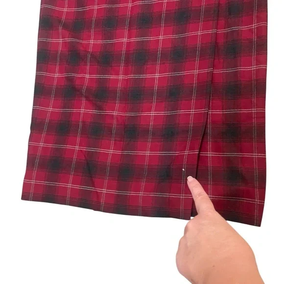 Vintage wool plaid maxi skirt wrap preppy old money classic holiday 10 - Picture 10 of 10